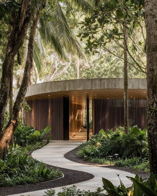 Arrival pavilion in the forest