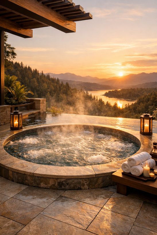 Onsen at dusk